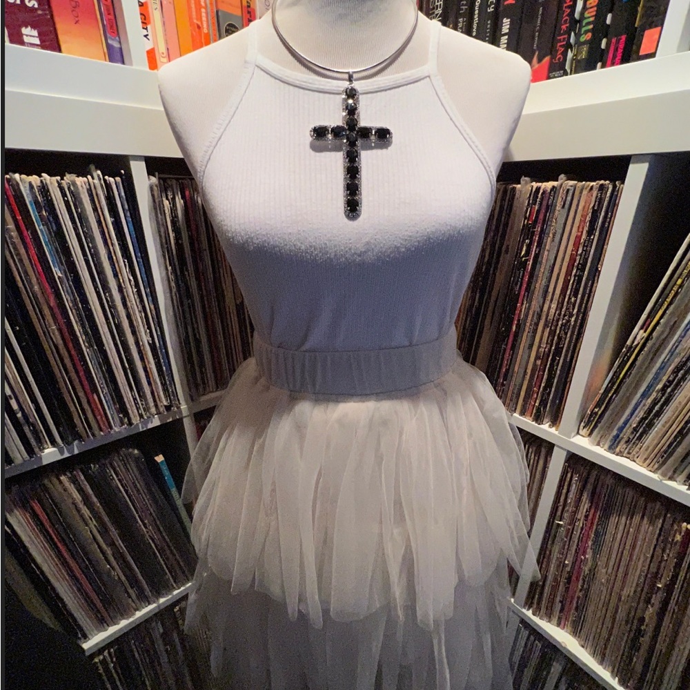 Black rhinestone cross - adjustable necklace